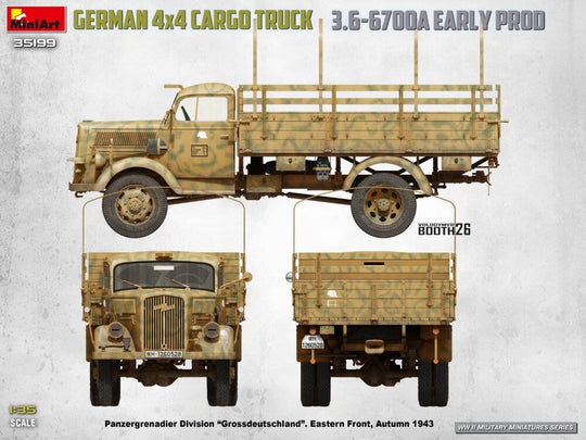 German 3t 4x4 Cargo Truck 3.6-6700A Early Prod