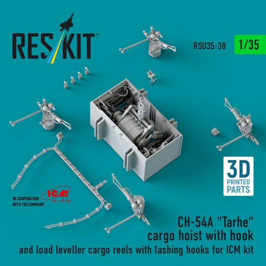CH-54A Tarhe cargo hoist with hook and load leveller cargo reels with lashing hooks for ICM kit (3D Printed)