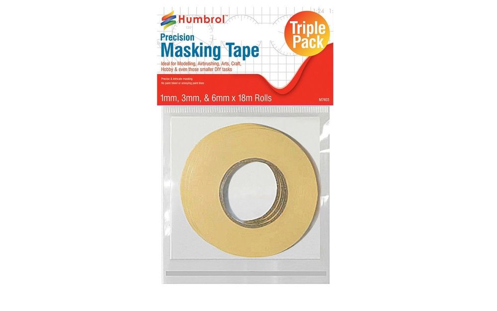 Humbrol Masking Tape Set 1mm, 3mm & 6mm x18m rolls