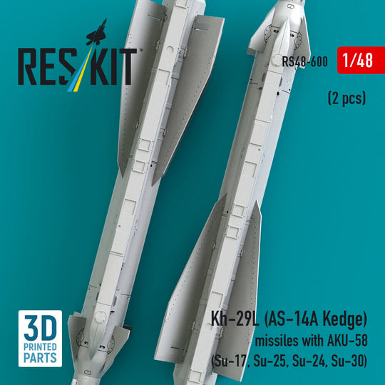 Kh-29L (AS-14A Kedge) missiles with AKU-58 (2 pcs) (Su-17, Su-25, Su-24, Su-30) (3D Printed)