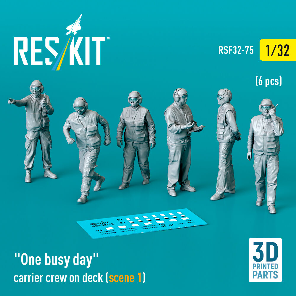 One busy day carrier crew on deck (scene 1) (6 pcs) (3D Printed)