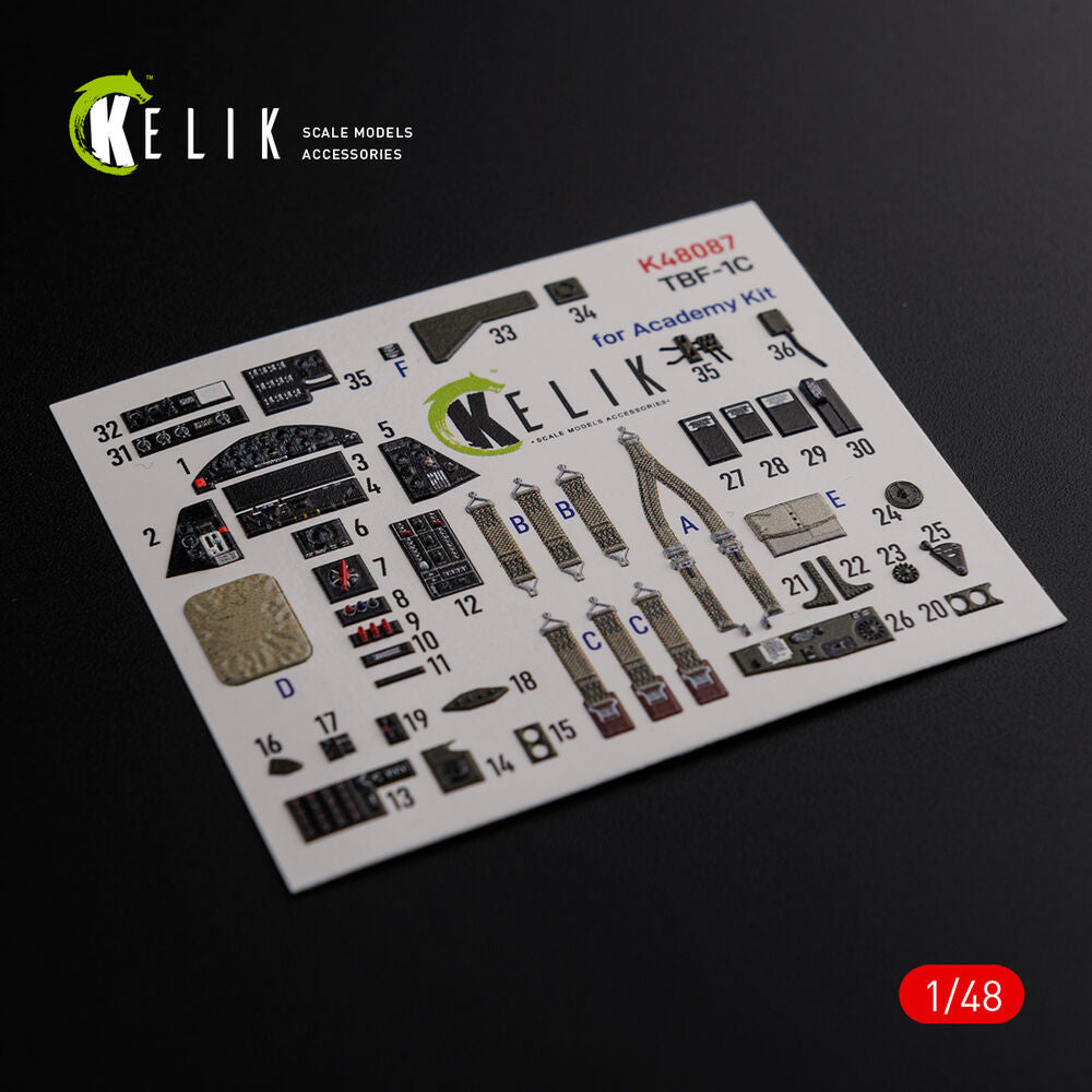 TBF-1C interior 3D decals for Academy kit