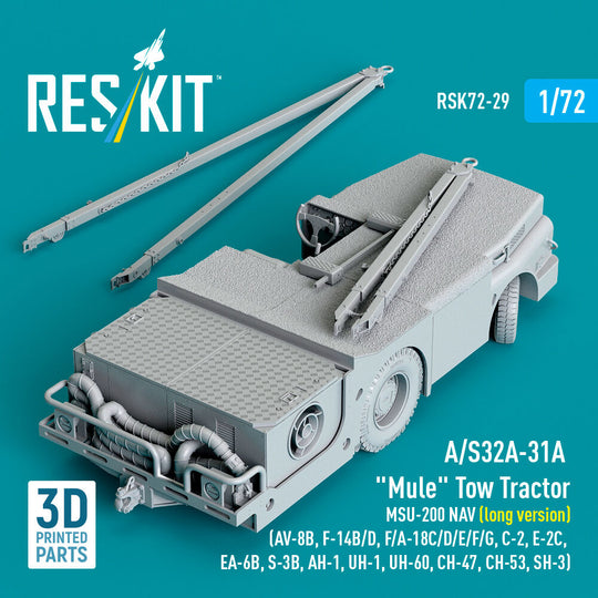 A/S32A-31A Mule Tow Tractor MSU-200 NAV (long version) (AV-8B, F-14B/D, F/A-18C/D/E/F/G, C-2, E-2?, EA-6B, S-3B, AH-1, UH-1, UH-60, CH-47, CH-53, SH-3) (3D Printed model kit)