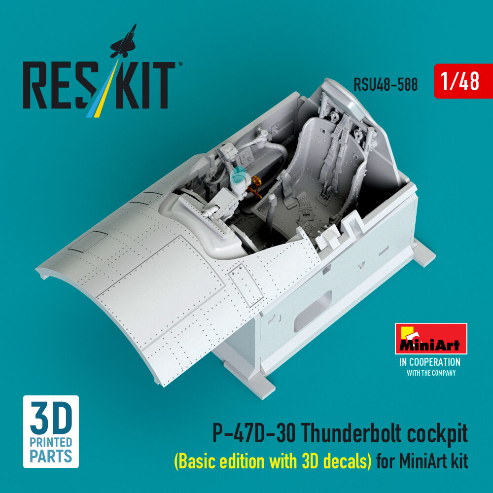 P-47D-30 Thunderbolt cockpit (Basic edition with 3D decals) for MiniArt kit (3D Printed)