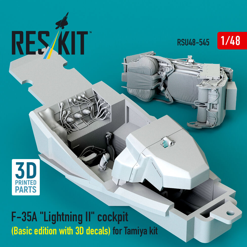 F-35A Lightning II cockpit (Basic edition with 3D decals) for Tamiya kit (3D Printed)