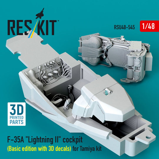 F-35A Lightning II cockpit (Basic edition with 3D decals) for Tamiya kit (3D Printed)
