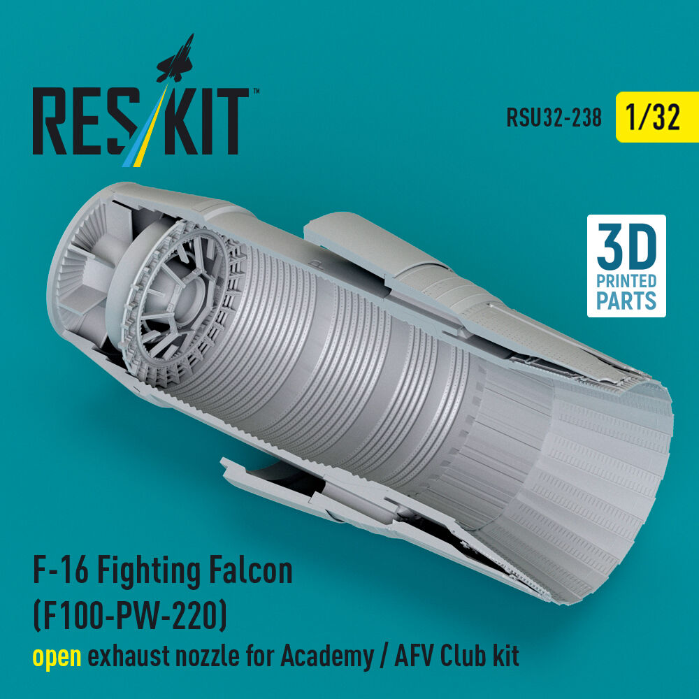 F-16 Fighting Falcon (F100-PW-220) open exhaust nozzle for Academy / AFV Club kit (3D Printed)