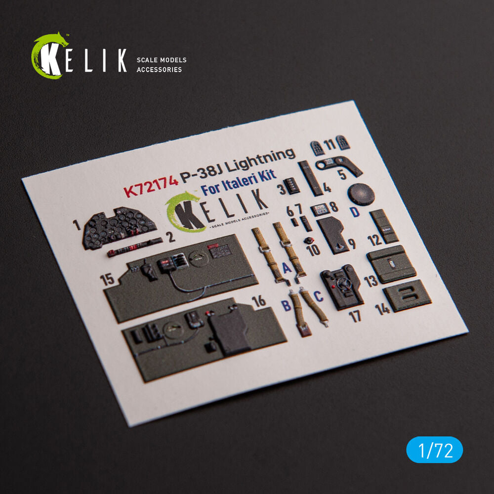 ?-38J Lightning - interior 3D decals for Italeri/Academy kit