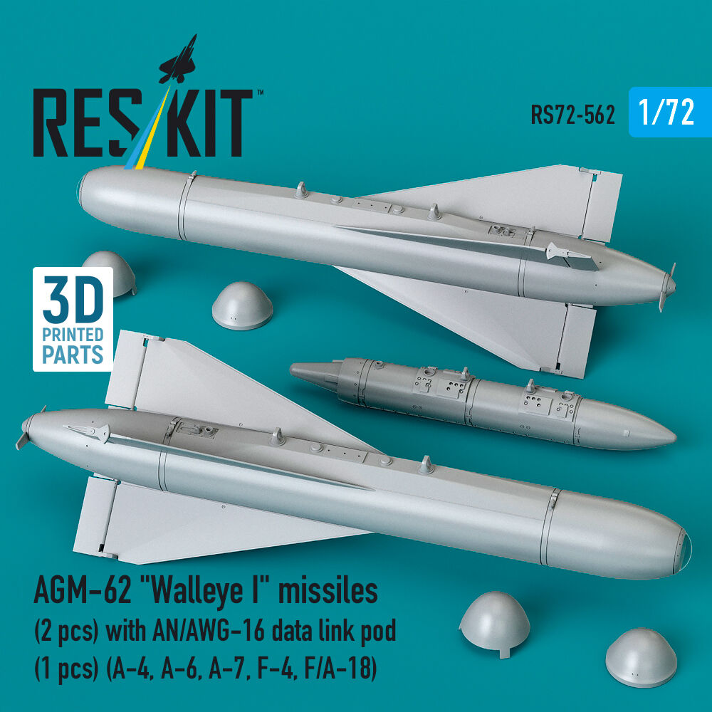 AGM-62 Walleye I missiles (2 pcs) with AN/AWG-16 data link pod (1 pcs) (A-4, A-6, A-7, F-4, F/A-18) (3D Printed)