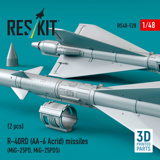 R-40RD (AA-6 Acrid) missiles (2 pcs) (MiG-25PD, MiG-25PDS) (3D printed)