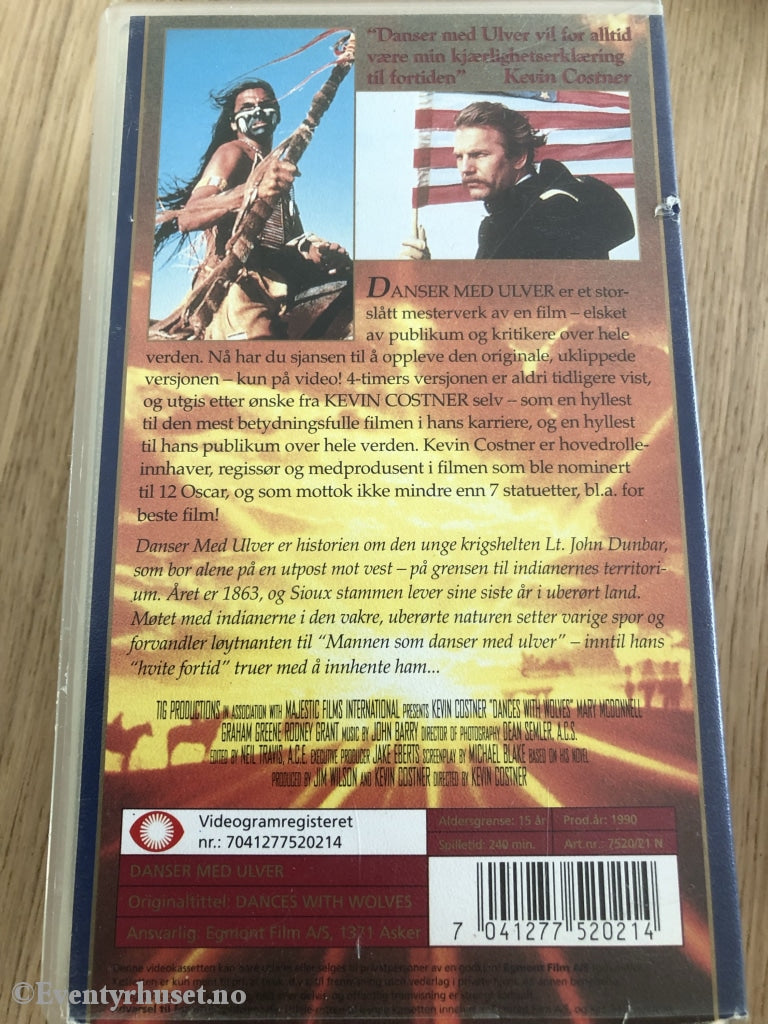 Danser Med Ulver. 1990. Dobbeltkassett Vhs. Vhs