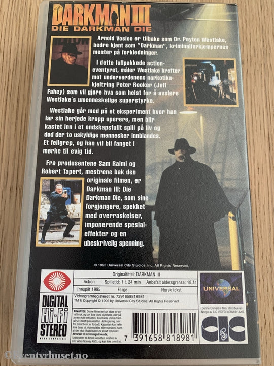 Darkman 3 - Die Die. 1995. Vhs. Vhs