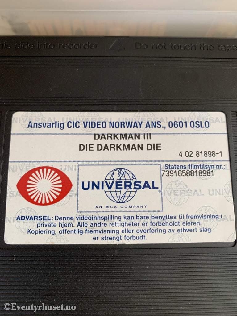 Darkman 3 - Die Die. 1995. Vhs. Vhs