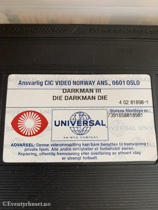 Darkman 3 - Die Die. 1995. Vhs. Vhs