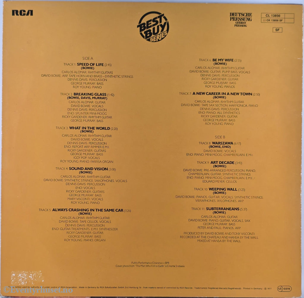 David Bowie. 1977. Low. LP.