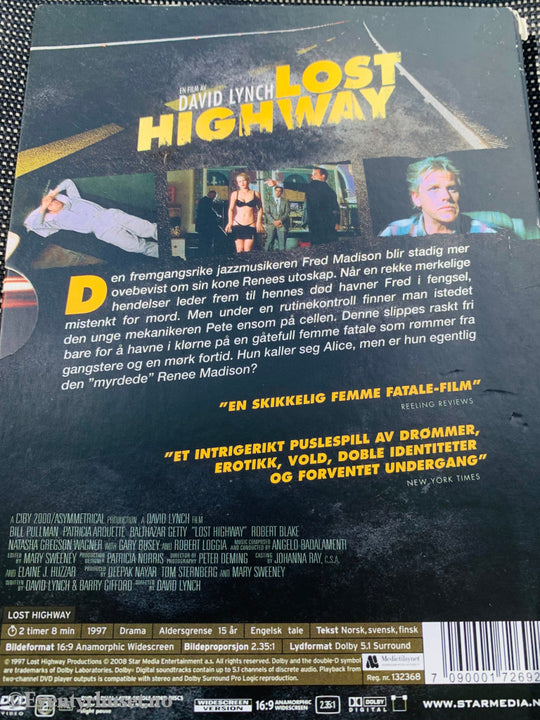 David Lynch’s Lost Highway. 1997. Dvd Slipcase.