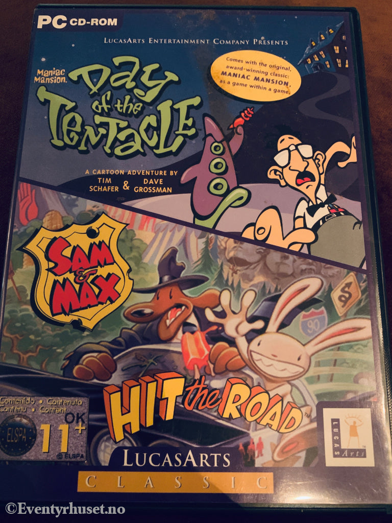 Day of the Tentacle + Sam & Max Hit the Road. PC-spill.