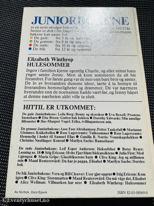 De Blå Juniorbøkene: Elizabeth Winthorp. 1977. Hulesommer. Fortelling