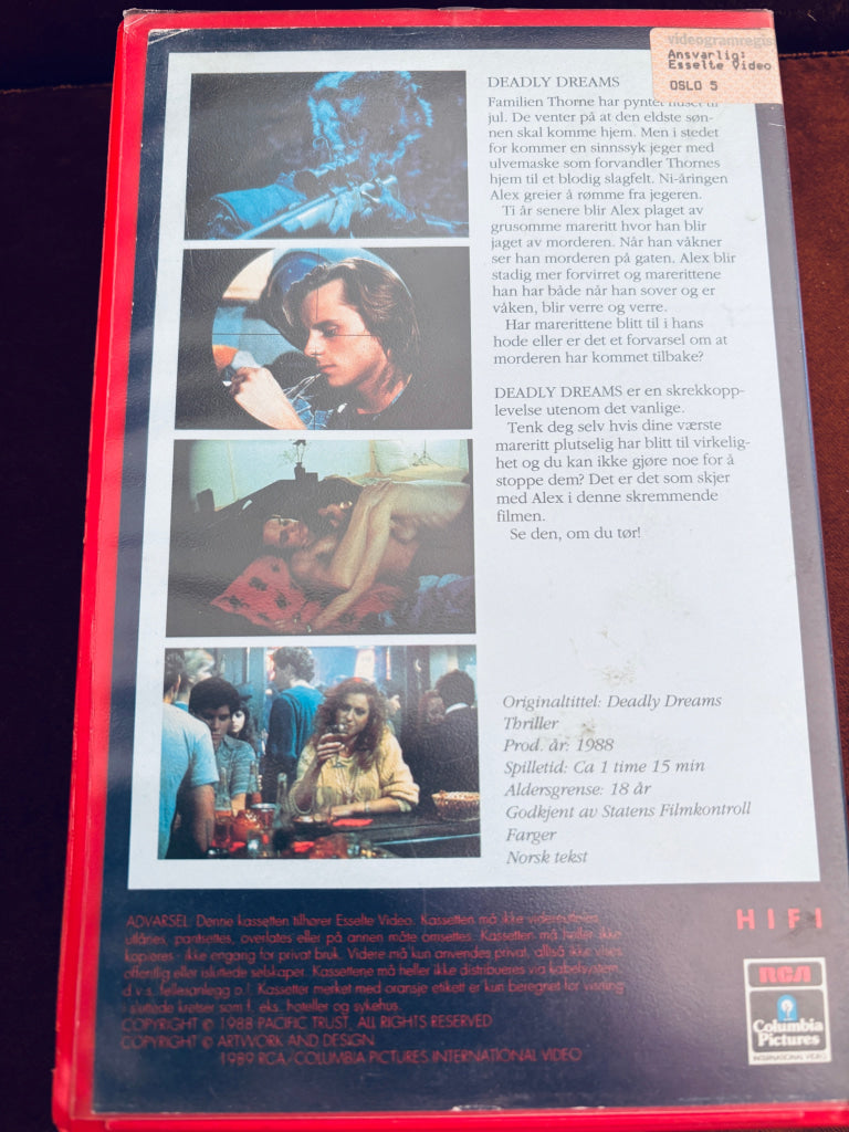 Deadly Dreams. 1988. VHS Big Box. VHS Big Box