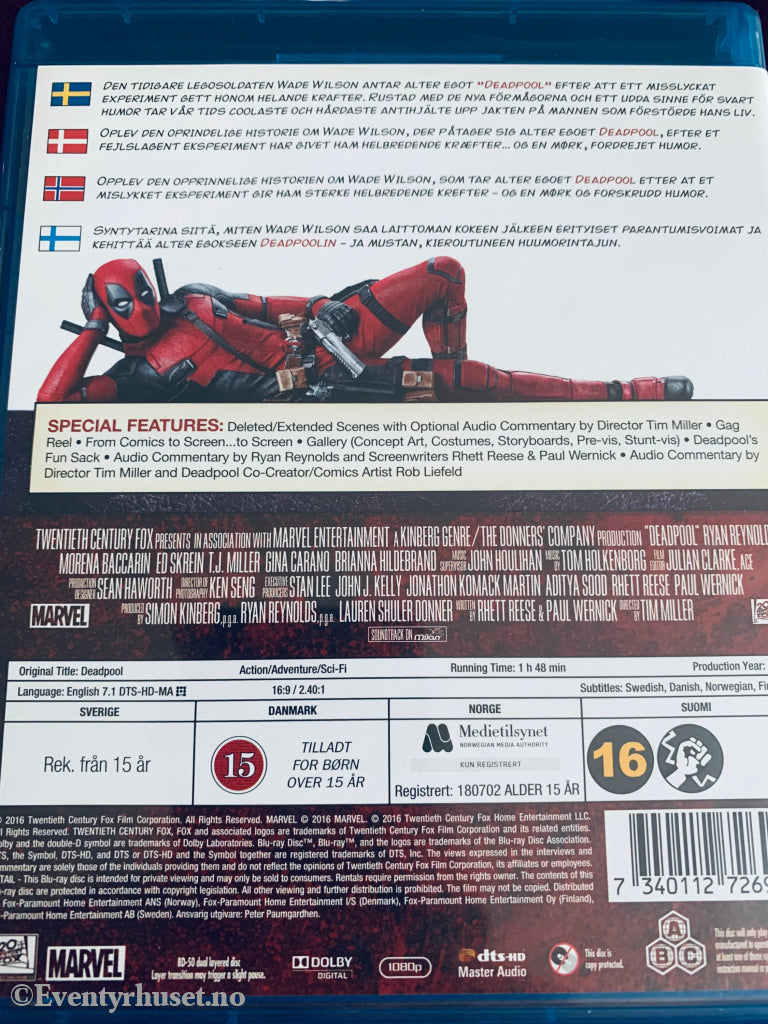 Deadpool. Blu-Ray. Blu-Ray Disc