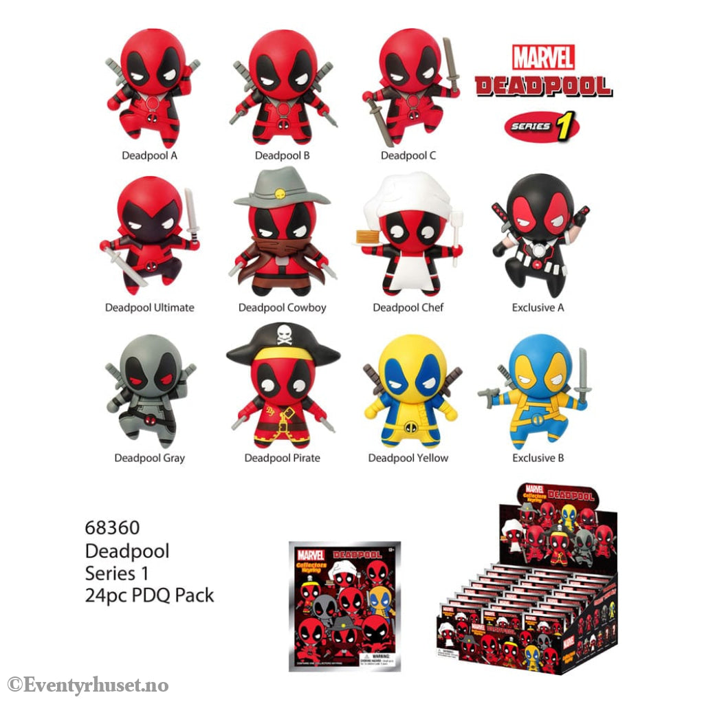 Deadpool PVC Bag Clips Series 1 Display (24) Fashion & Accessories