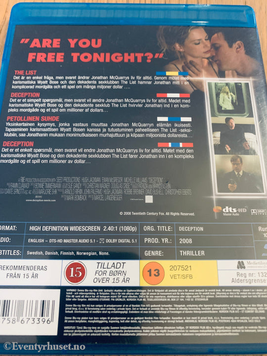 Deception (2008). Blu-Ray.