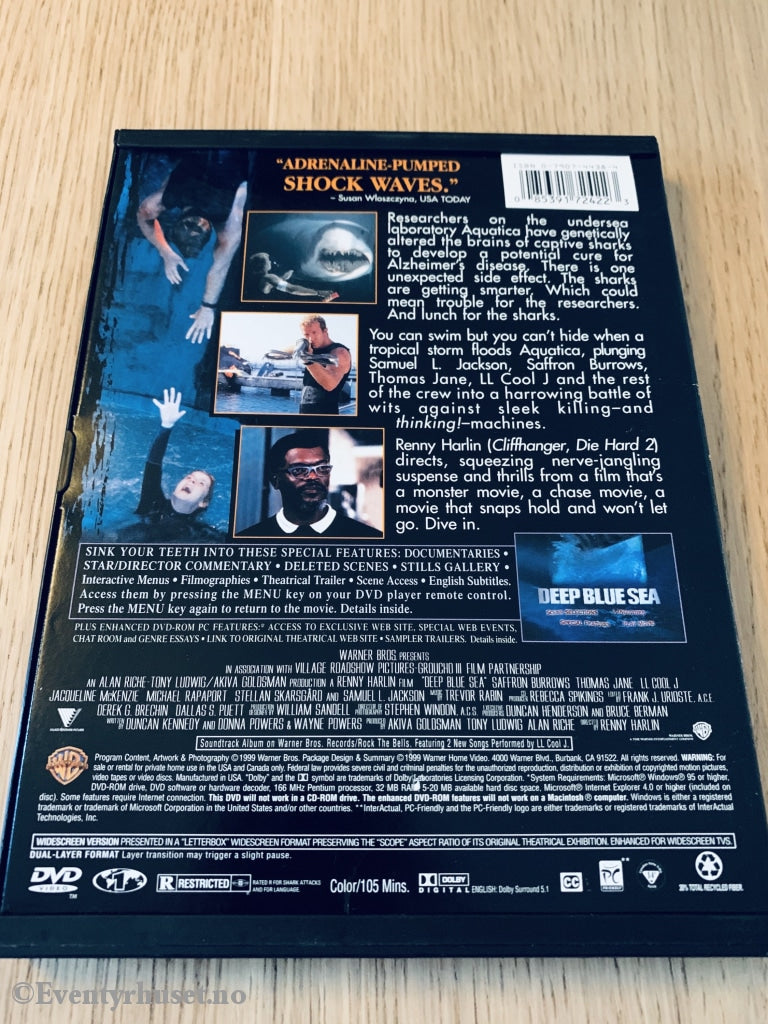 Deep Blue Sea. 1999 Dvd Snapcase.