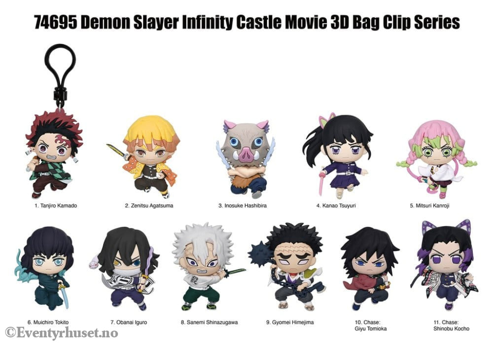 Demon Slayer 3D Foam Bag Clips Infinity Castle Serie 1 Display (24) Fashion & Accessories