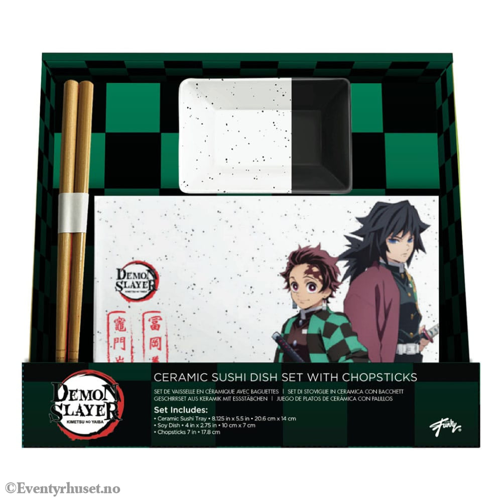 Demon Slayer Ceramic Sushi Set with Chopsticks Tanjiro & Giyu Home & Gifts