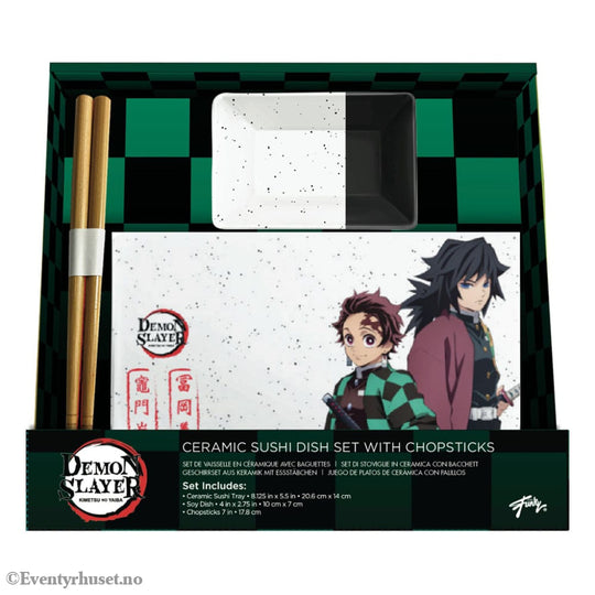 Demon Slayer Ceramic Sushi Set with Chopsticks Tanjiro & Giyu Home & Gifts