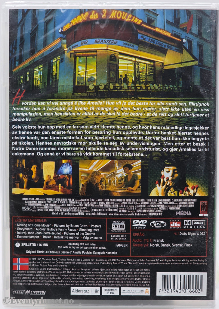 Den fabelaktige Amélie fra Montmartre (2001). DVD. Ny i plast!