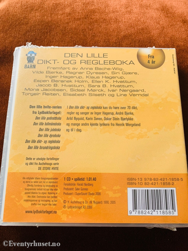 Den Lille Dikt- Og Regelboka. Lydbok På Cd. Ny I Plast! Cd