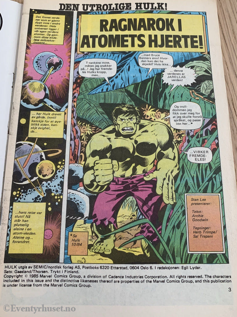 Hulk. 07/1985. Tegneserieblad