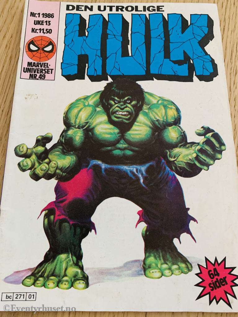 Den Utrolige Hulk. 1986/01. Tegneserieblad