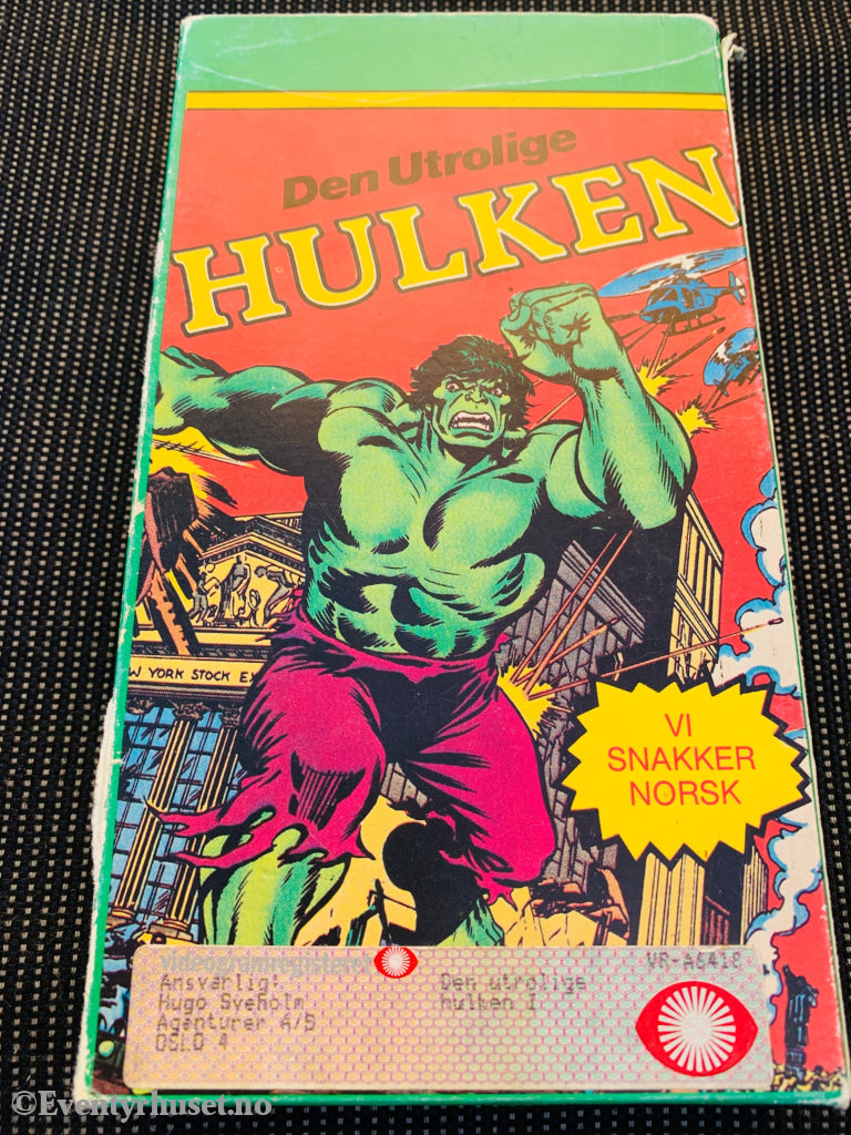 Den utrolige Hulken. 1988. VHS slipcase. VHS Big Box