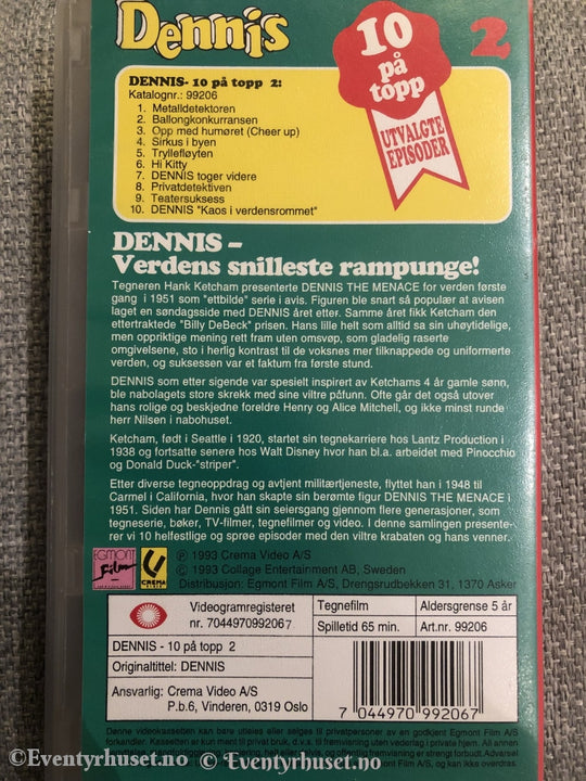 Dennis - 10 På Topp 2. 1993. Vhs. Vhs
