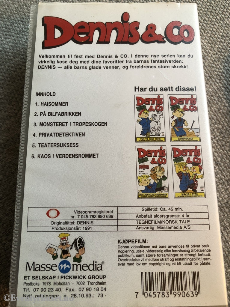 Dennis & Co. 1991. Kaos I Verdensrommet. Vhs. Vhs