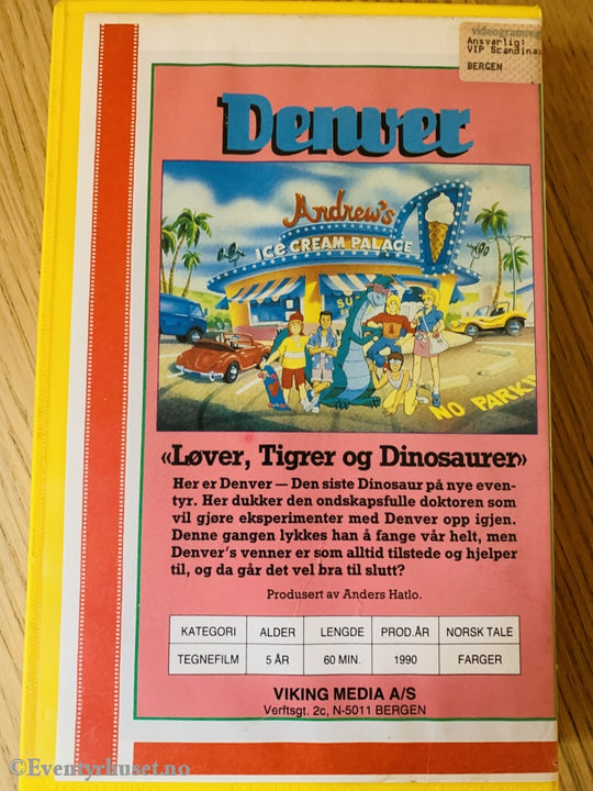 Denver. Løver Tigrer Og Dinosaurer. 1990. Vhs Big Box.