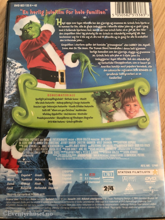 Der Seuss Grinch Som Stjal Julen. 2004. Dvd. Dvd