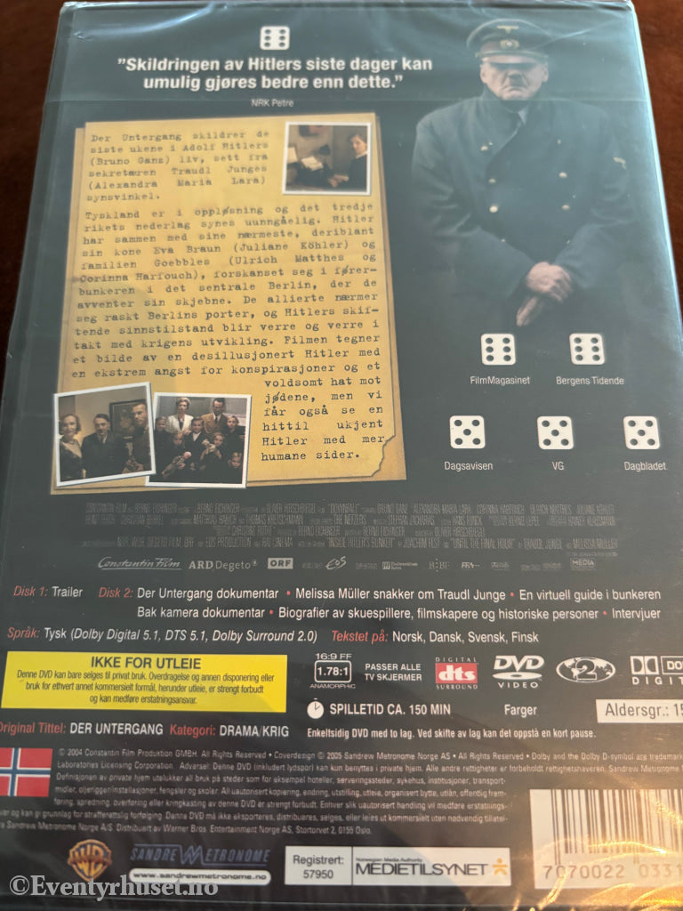 Der Untergang – Det tredje rikets siste dager. DVD. Ny i plast!