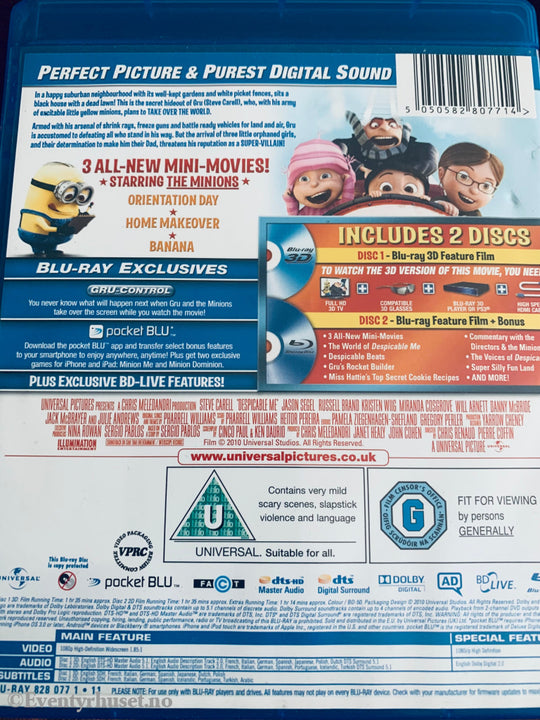 Despicable Me(Grusomme Meg) 3D. Blu-Ray. Blu-Ray Disc