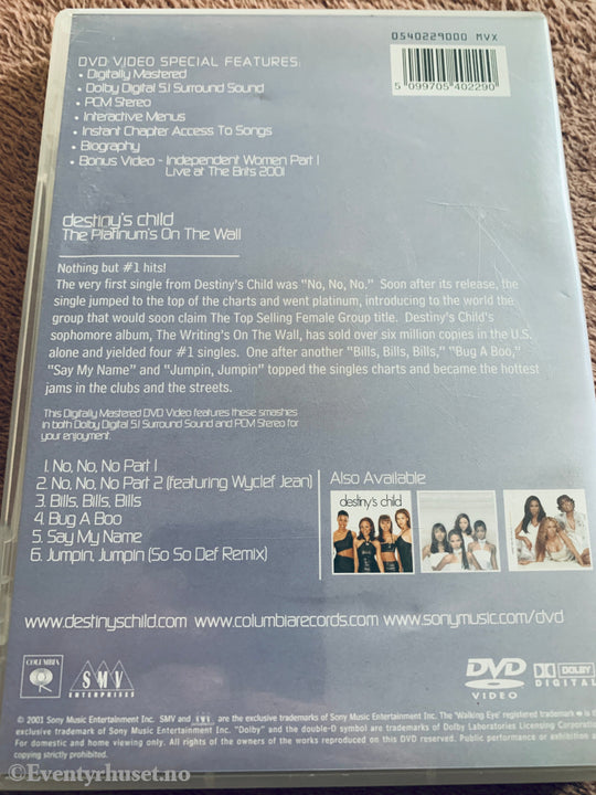 Destiny’s Child: The Platinum’s on the Wall (2001). DVD.