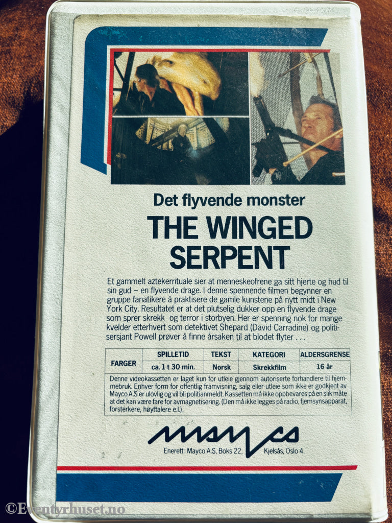 Det flyvende monster - The Winged Serpent. VHS Big Box. VHS Big Box