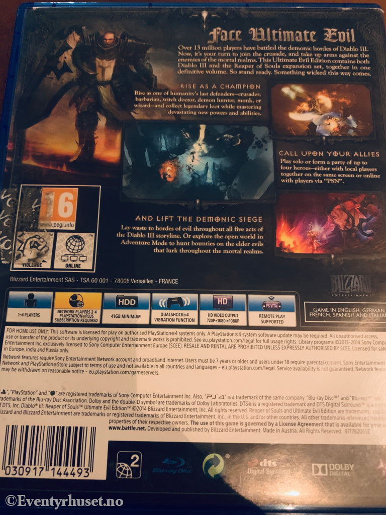 Diablo III: Reaper of Souls - Ultimate Evil Edition. Playstation PS4-spill.