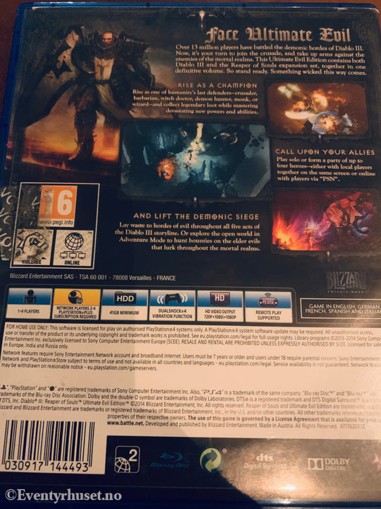Diablo III: Reaper of Souls - Ultimate Evil Edition. Playstation PS4-spill.