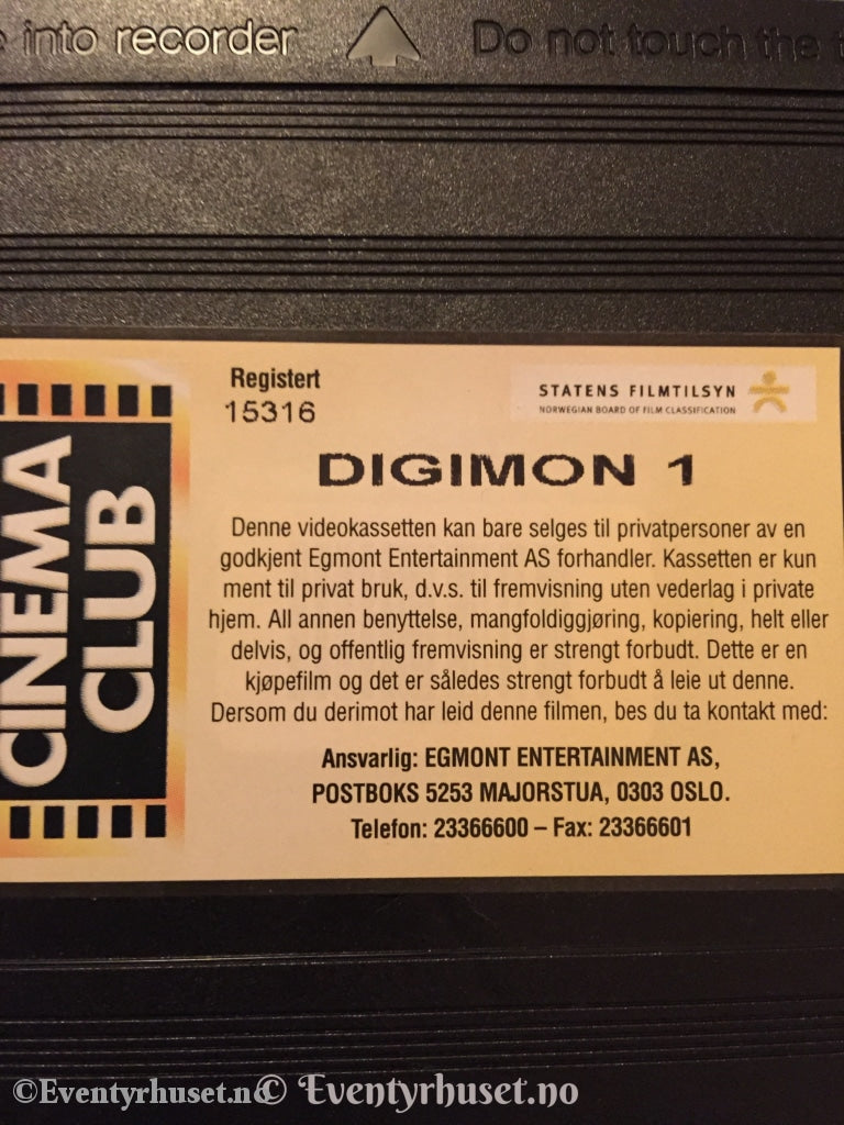 Digimon 1. 2000. Vhs. Vhs