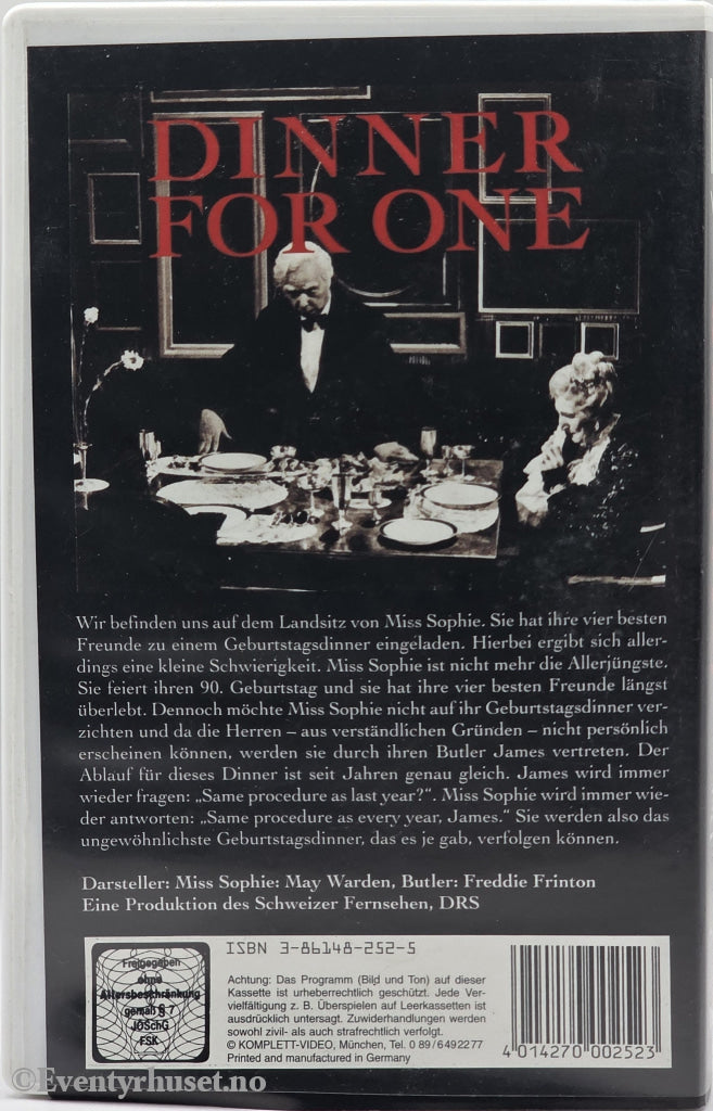Dinner for One – 1963 . VHS.