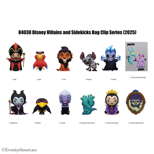 Disney 3D Foam Bag Clips Villains Series 4 Display (24) Fashion & Accessories