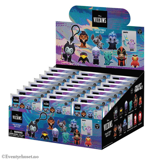 Disney 3D Foam Bag Clips Villains Series 4 Display (24) Fashion & Accessories