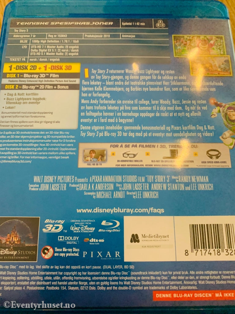 Disney Blu-Ray 3D. Toy Story 3. Blu-Ray Disc